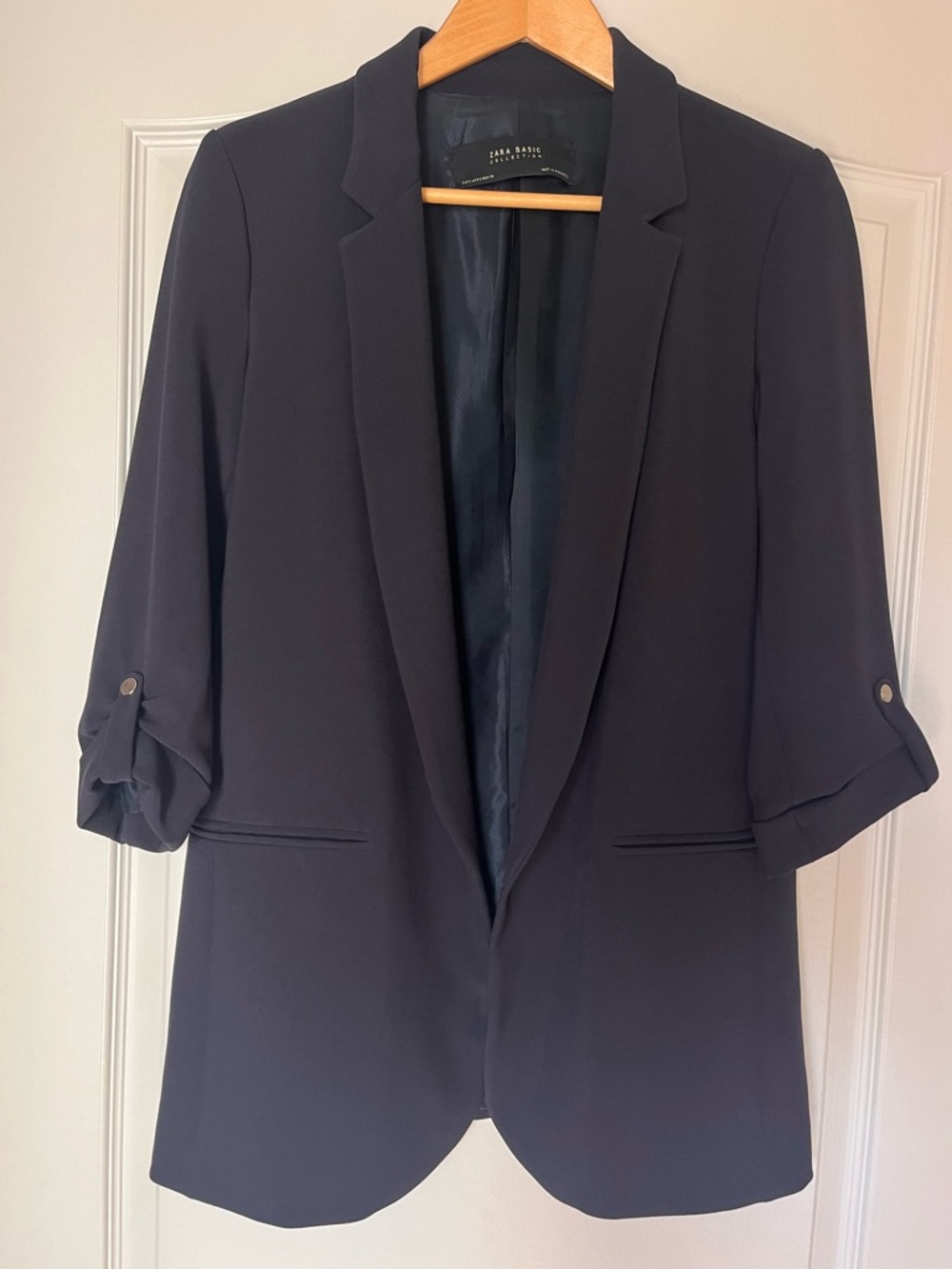 NWOT Zara Navy Blue Women's 3/4 Sleeve Blazer